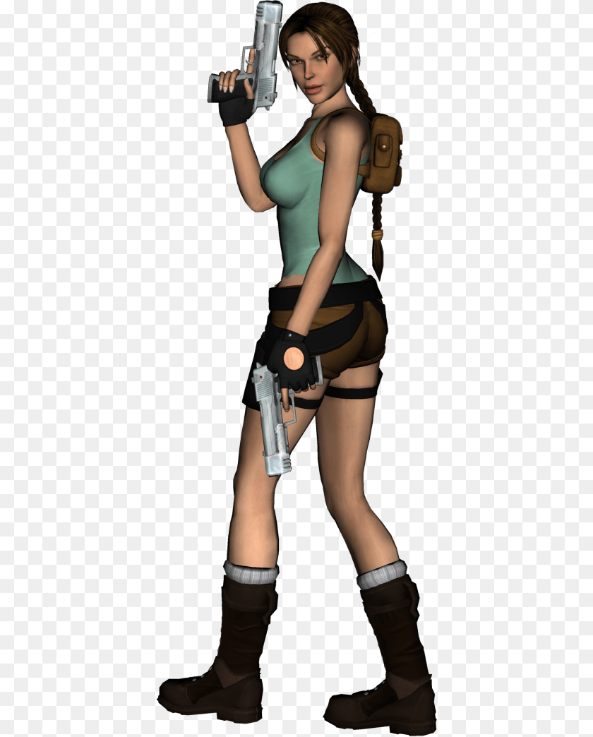 400x1044 Lara Croft Dlpng, Gun, Clothing, Costume, Weapon Sticker PNG