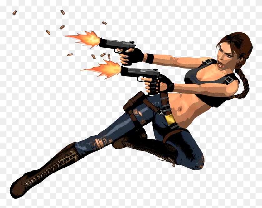 1589x1240 Lara Croft Shooting Guns, Person, Human, Ninja HD PNG Download