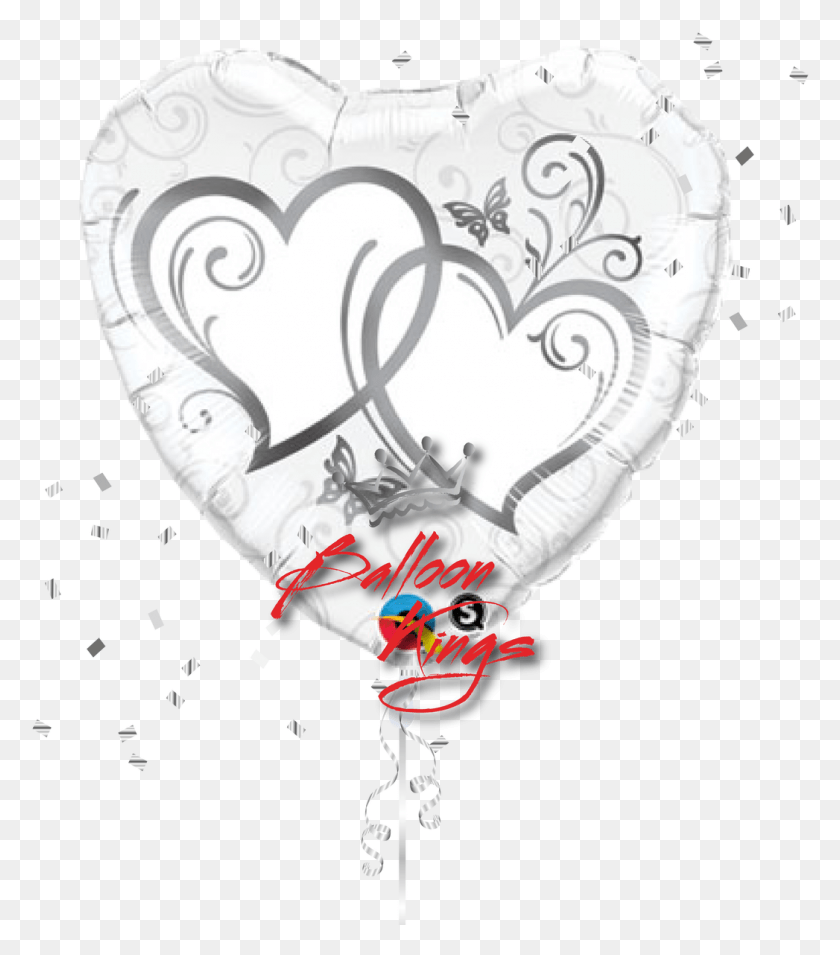 1047x1202 Large Entwined Silver Hearts Qualatex Hearts Silver, Clothing HD PNG Download