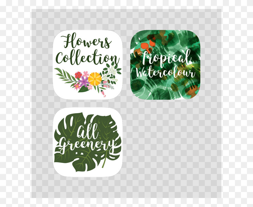 630x630 Large Flowers And Greenery Bundle 4 Illustration, Text, Label, Handwriting Descargar Hd Png