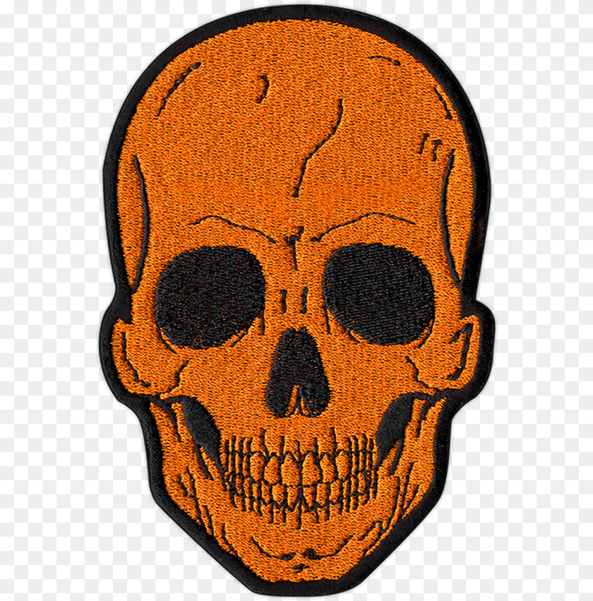 Large Orange Skull Patch By Seventh Orange Skull, Person, Face, Head Transparent PNG
