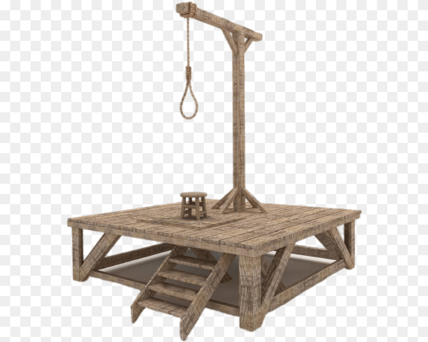 584x670 Large Platform Transparent Gallows, Wood PNG