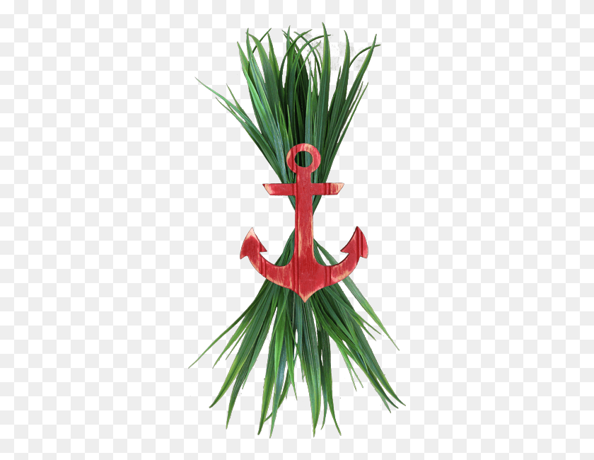 309x590 Large Red Anchor With Sea Grass Heliconia, Hook HD PNG Download