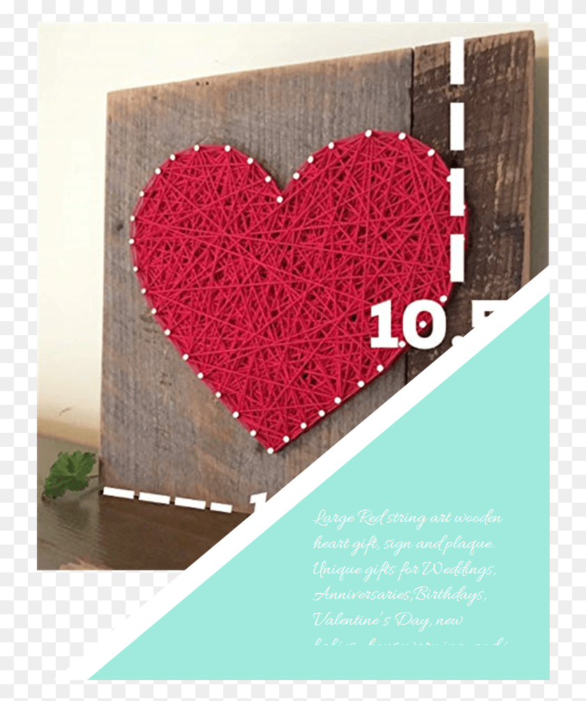 736x944 Large Red String Art Wooden Heart Gift Sign And Plaque Heart, Envelope, Mail, Rug HD PNG Download