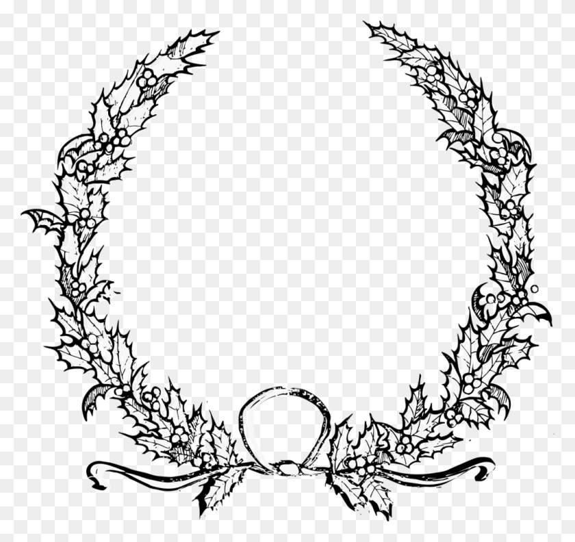 1024x962 Large Size Of Coloring Pages Christmas Wreath Drawing, Wreath, Stencil HD PNG Download