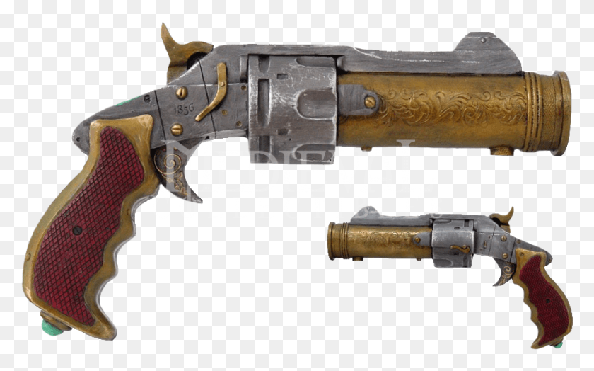 878x523 Large Steam Punk Revolver, Weapon, Weaponry, Gun HD PNG Download
