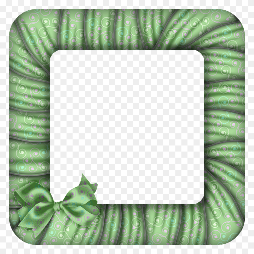 1600x1597 Large Transparent Green Photo Frame With Bow Transparent Green Photo Frame, Hose, Crib, Furniture HD PNG Download