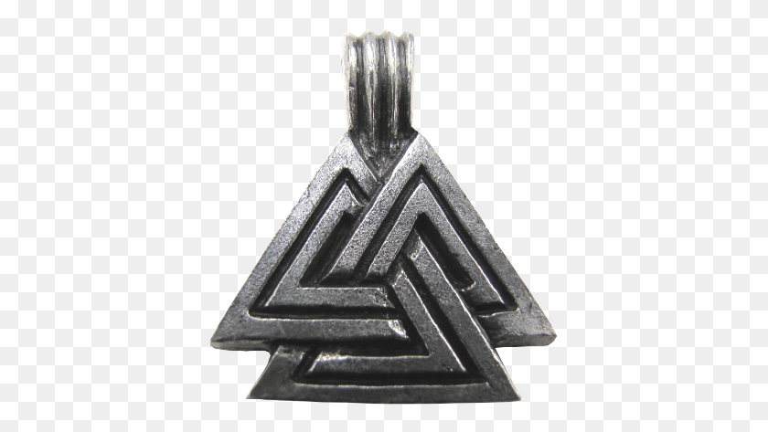 381x413 Large Valknut Symbol Of Odin Necklace Valknut Necklace, Cross, Triangle, Crystal HD PNG Download