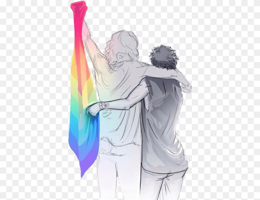 402x645 Larry Larry Stylinson And Harry Styles Larry Stylinson Pride Flag, Adult, Art, Female, Person Sticker PNG