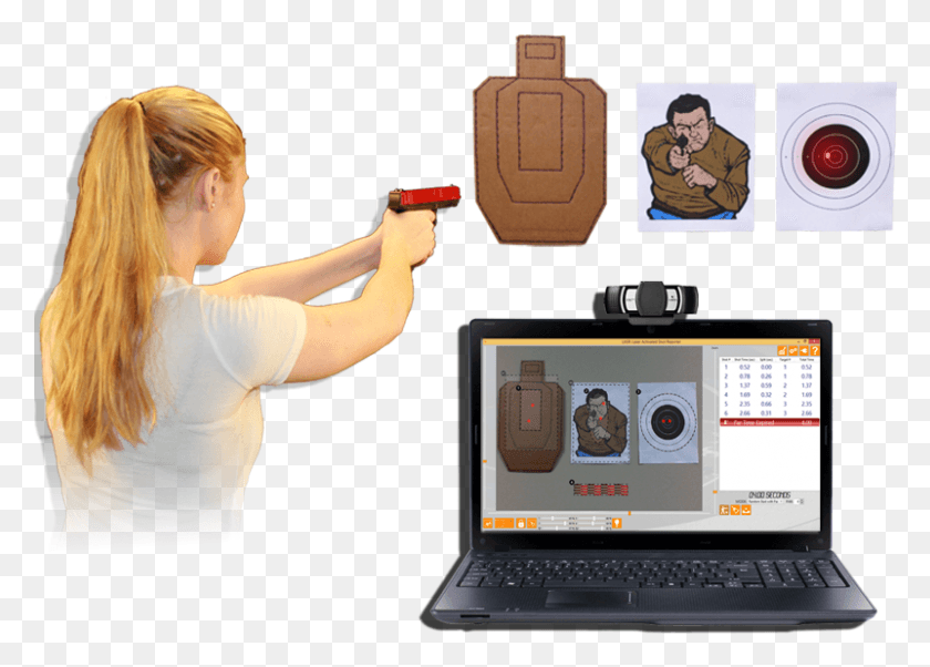 801x557 Laser Training Devices Dry Fire Laser App, Person, Human, Laptop HD PNG Download