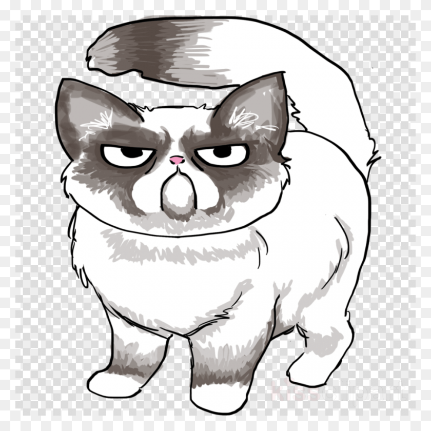 900x900 Descargar Png Dibujo De Grumpy Cat Clipart Grumpy Fácil De Dibujar Grumpy Cat, Gato, Mascota, Mamífero Hd Png