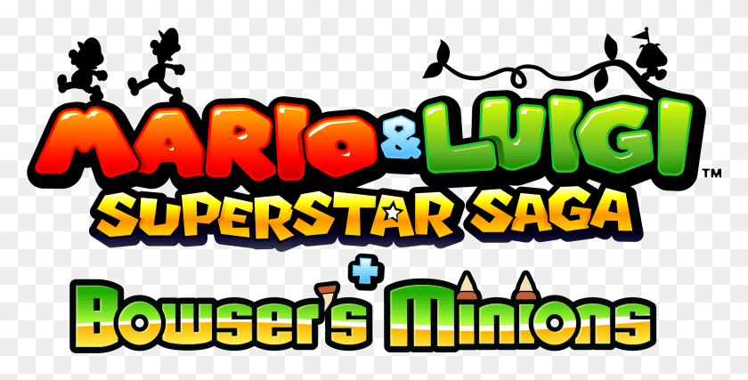 2305x1086 Descargar Png Mario Amp Luigi Mario And Luigi Superstar Saga Bowser39S Minions Logo, Texto, Pac Man, Planta Hd Png