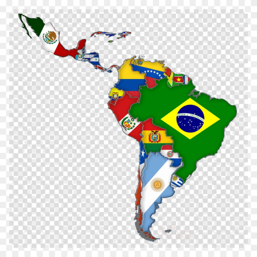 900x900 Latin America Map Flags Clipart Flags Of South America Latin America With Flags, Plot, Graphics HD PNG Download