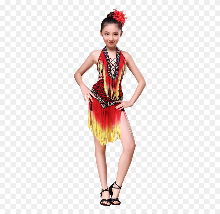 277x758 Latin Dance Dress For Girls 2017 New Children Latin Girl, Person, Human, Performer HD PNG Download