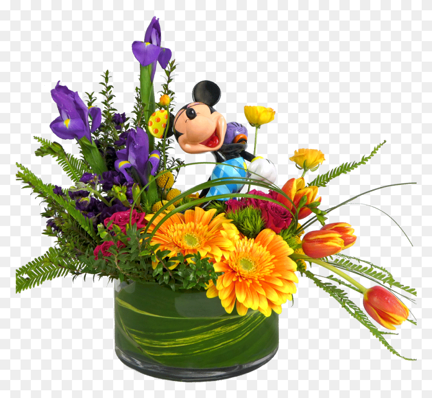 1025x940 Laughing Mickey Mouse Bouquet Mickey Mouse Tropical Flower Arrangement, Plant, Ikebana HD PNG Download