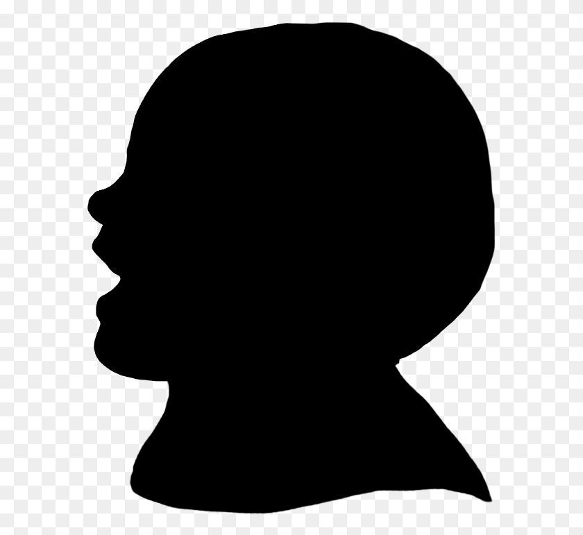 590x711 Laughing Toddler Silhouette Head Silhouette Clipart, Gray, World Of Warcraft HD PNG Download