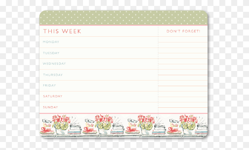 584x447 Laura Ashley Weekly Planner Pad, Text, Paper HD PNG Download
