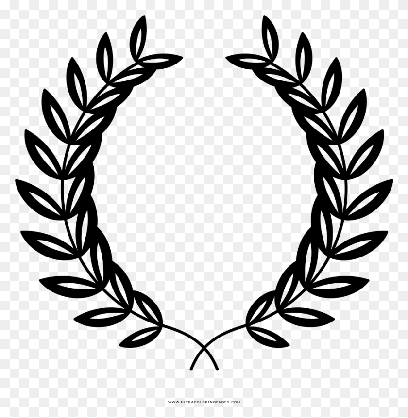 871x896 Laurel Wreath Coloring, Gray, World Of Warcraft HD PNG Download