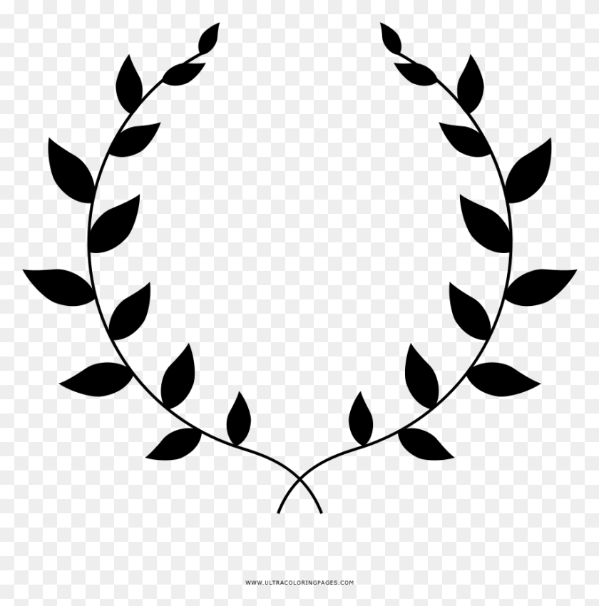 851x863 Laurel Wreath Coloring, Gray, World Of Warcraft HD PNG Download