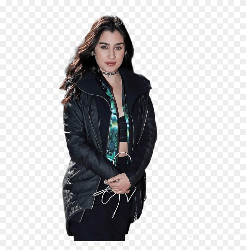 468x793 Lauren Jauregui Leather Jacket, Clothing, Apparel, Coat HD PNG Download