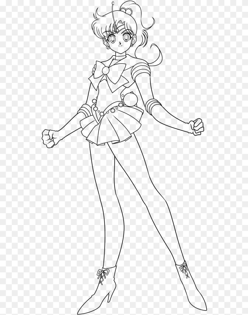 563x1064 Le Sailor Moon Jupiter Drawing, Gray PNG