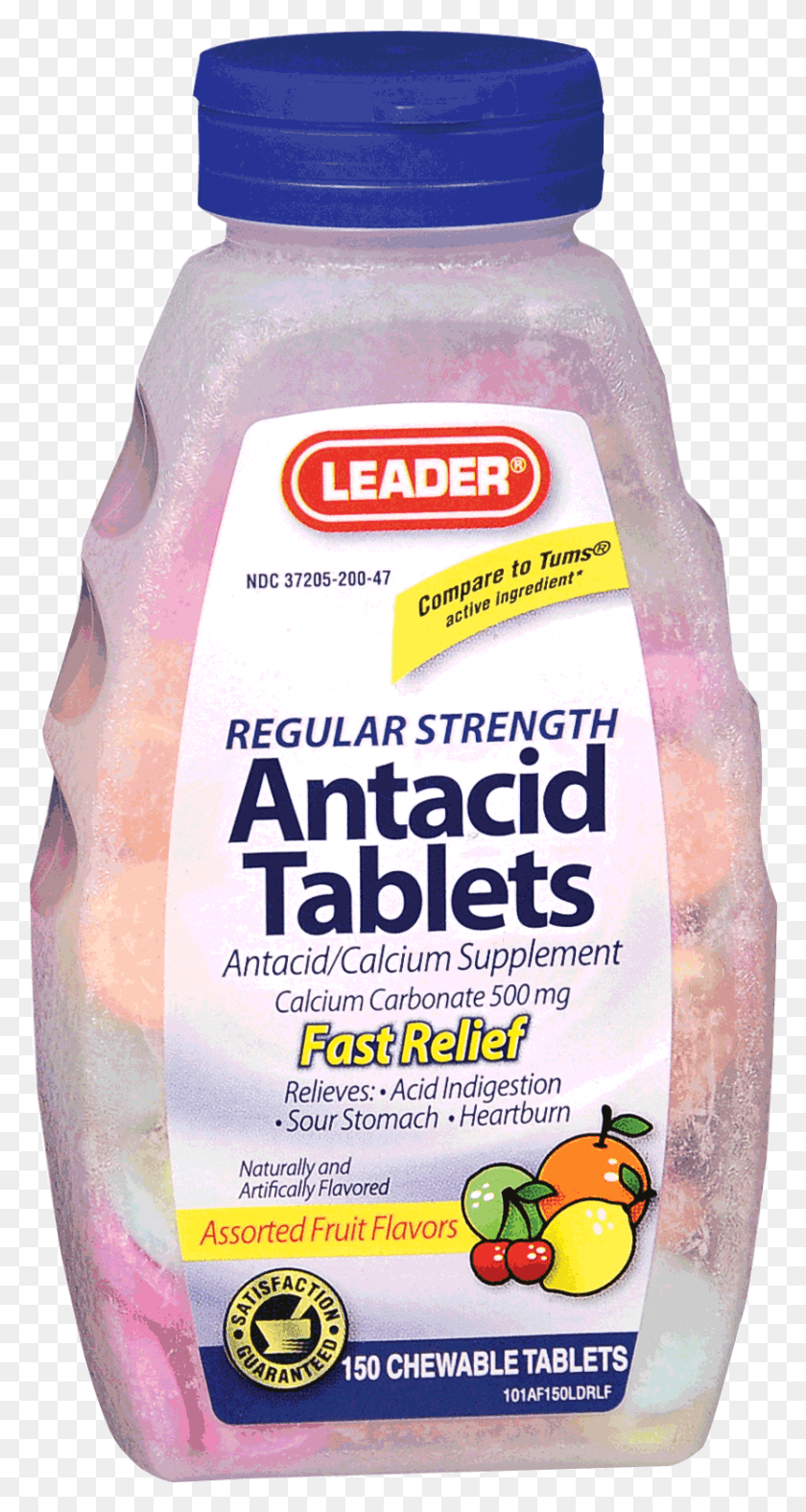 832x1618 Leader Antacid Chewable Fruit Tablets Bottle, Food, Plant, Clothing HD PNG Download