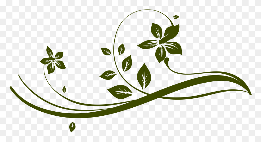 3725x1907 Descargar Png Hoja Flourish Flourish Verde, Diseño Floral, Patrón, Gráficos Hd Png