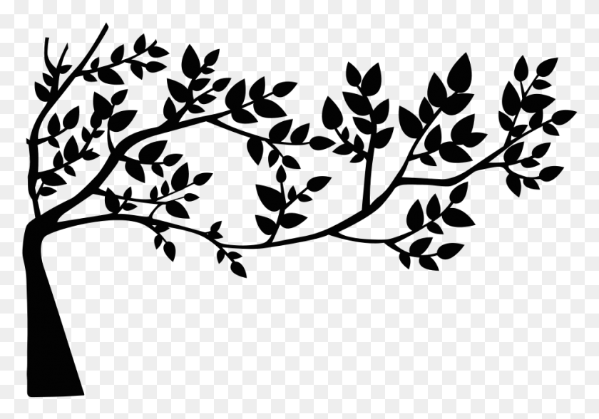 940x637 Leaf Silhouette Drawing Clip Art Silhouette Of A Tree With Leaves, Graphics, Floral Design HD PNG Download