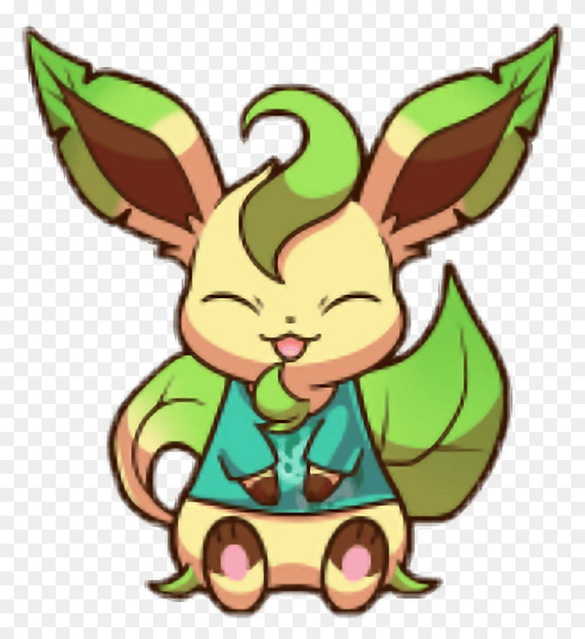 1024x1126 Leafeon Pokemon Green Kawaii Planta Cartoon, Трубкозуб, Дикая Природа, Млекопитающее Hd Png Скачать