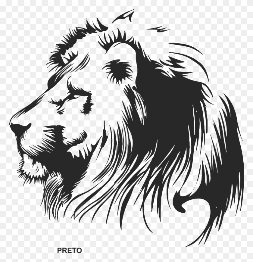 785x816 Leao Tribal Black And White Lion Head Lion, Animal, Mammal, Tiger HD PNG Download