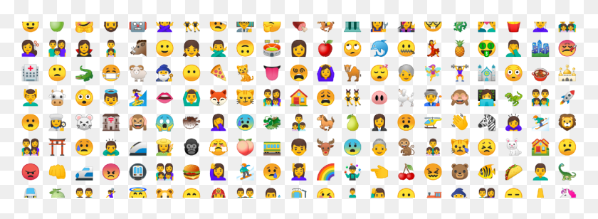 1319x421 Learn How Google Reimagined Over 2000 Emoji Characters All Android Emojis, Rug, Pac Man, Angry Birds HD PNG Download