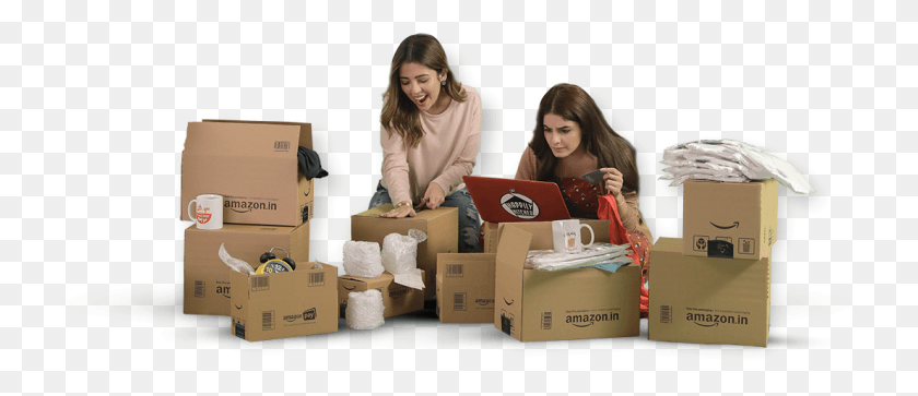 1105x430 Learn More About Fulfillment By Amazon Gt Girl, Person, Human, Cardboard HD PNG Download