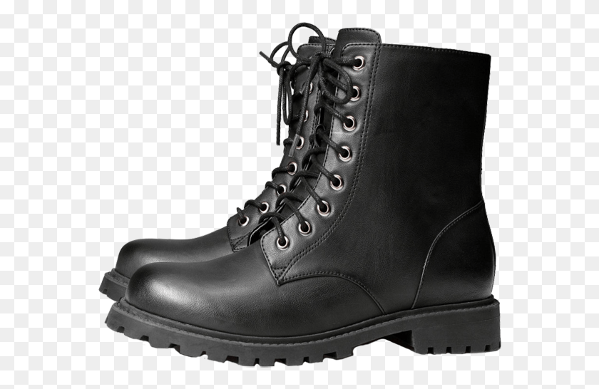 568x486 Leather Boot Transparent Image Black Combat Boots, Shoe, Footwear, Clothing HD PNG Download