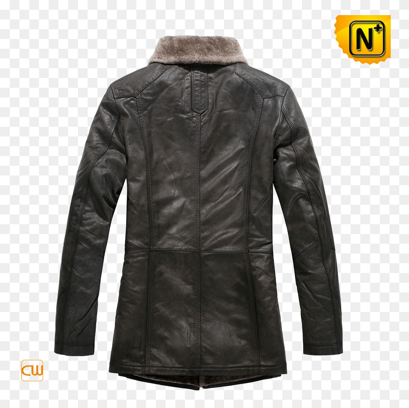 767x777 Leather Winter Coat High Quality Image Black Long Shearling Coat Men, Clothing, Apparel, Jacket HD PNG Download