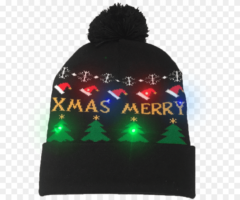 700x700 Led Light Up Knitting Merry Christmas Hat Beanie, Cap, Clothing, Person PNG