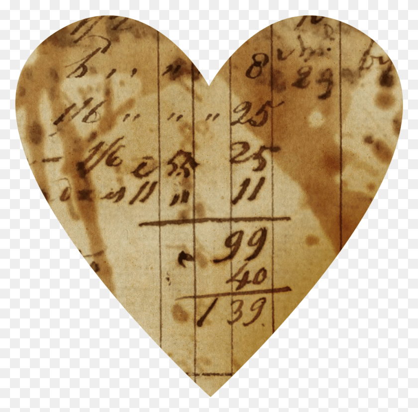 956x942 Ledger Paper Hearts Vintage Heart, Плектр, Коврик, Текст Png Скачать