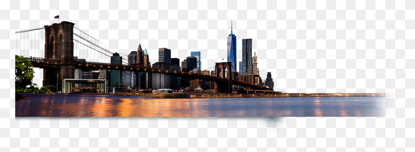 1052x336 Левый Городской Пейзаж Бруклинский Мост, Мегаполис, Город, Городской Hd Png Скачать