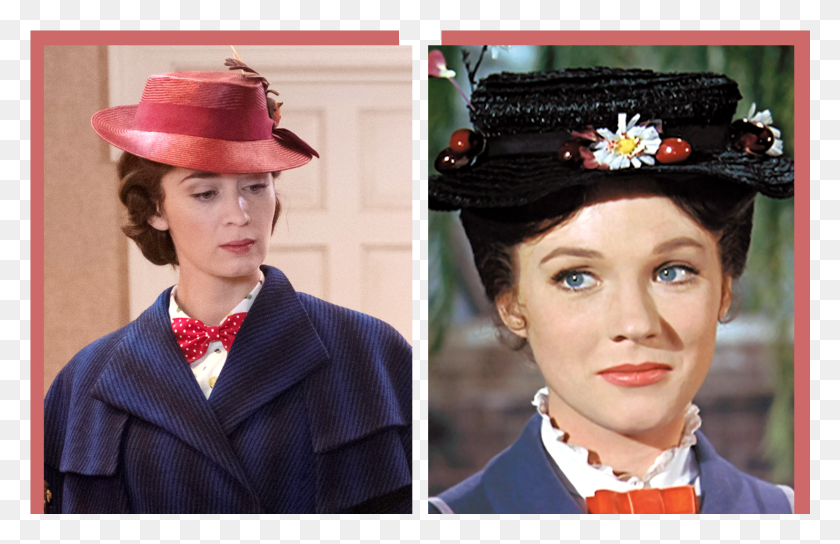 1638x1018 Left Emily Blunt Stars As Mary Poppins In Disney S Mary Poppins Returns And Original, Hat, Clothing, Apparel HD PNG Download