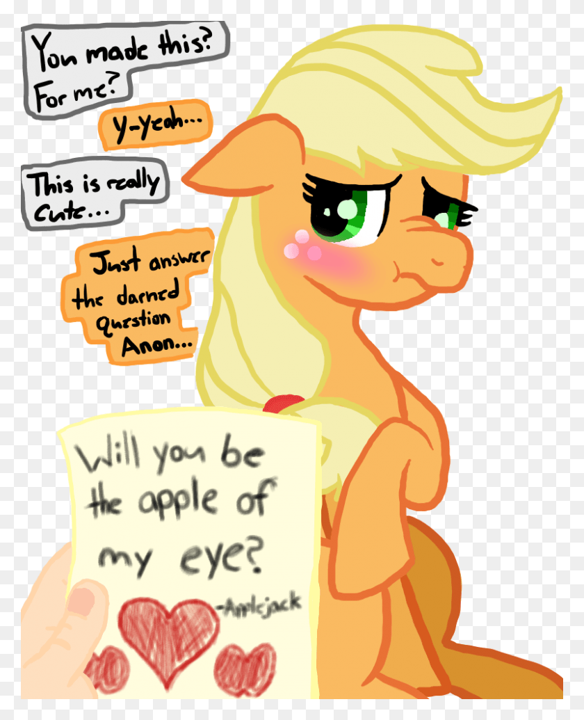 800x1000 Legendoflink Blushing Cute Embarrassed Love Note Mlp Applejack And Anon, Text, Comics, Book HD PNG Download
