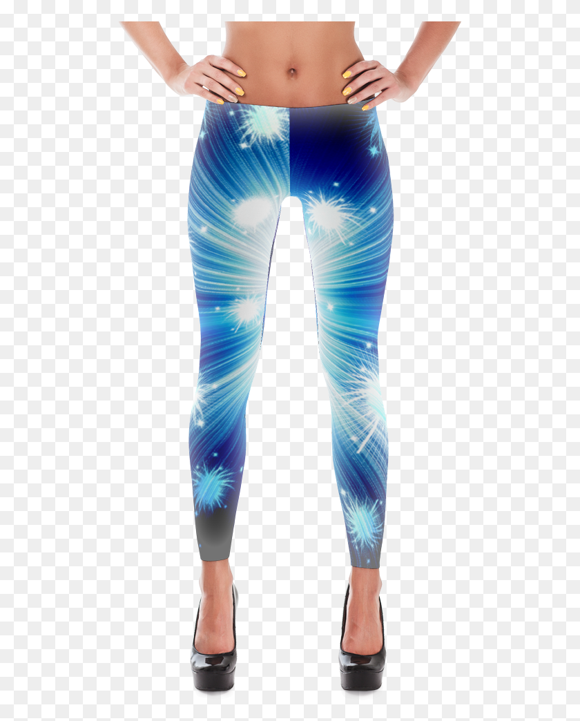 499x984 Leggings Star Burst Galaxy Blue Sparkle Design By Hermit Crab Leggings, Pants, Clothing, Apparel HD PNG Download