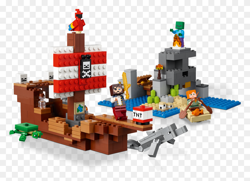 2478x1751 Lego Minecraft The Pirate Ship Adventure 21152 Building Lego Minecraft, Toy, Angry Birds HD PNG Download