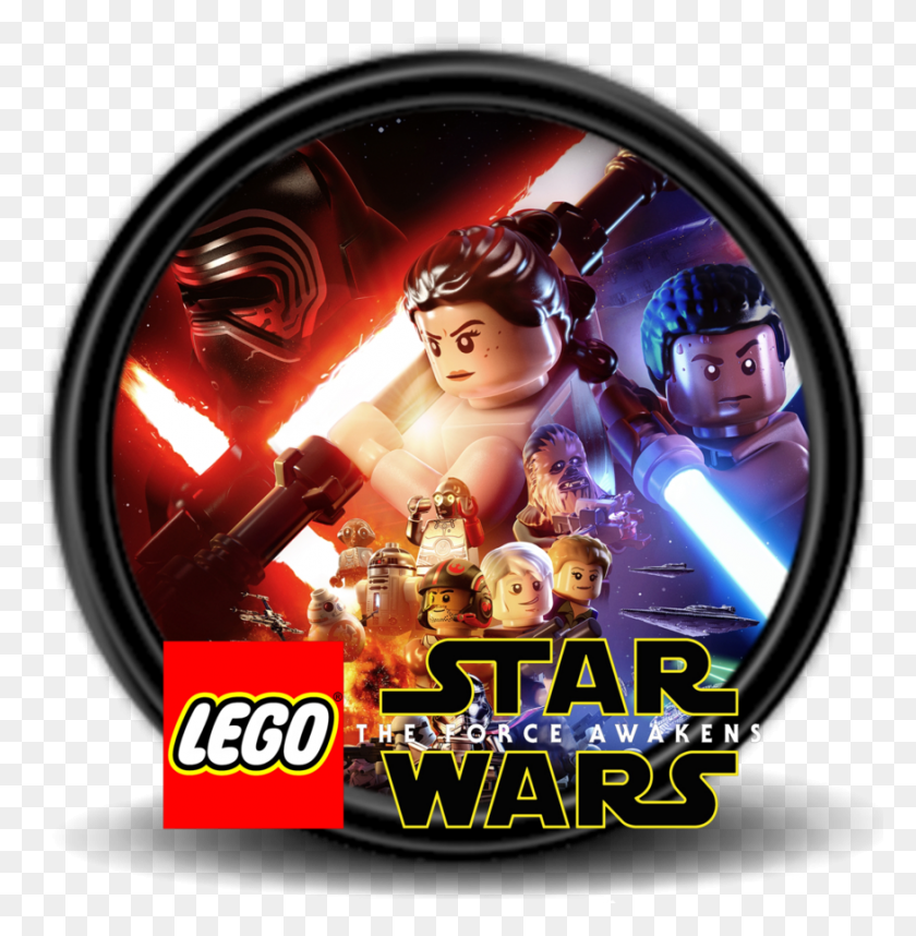 875x896 Lego Star Wars The Force Awakens Logo Lego Star Wars The Force Awakens Cover, Advertisement, Person, Human HD PNG Download
