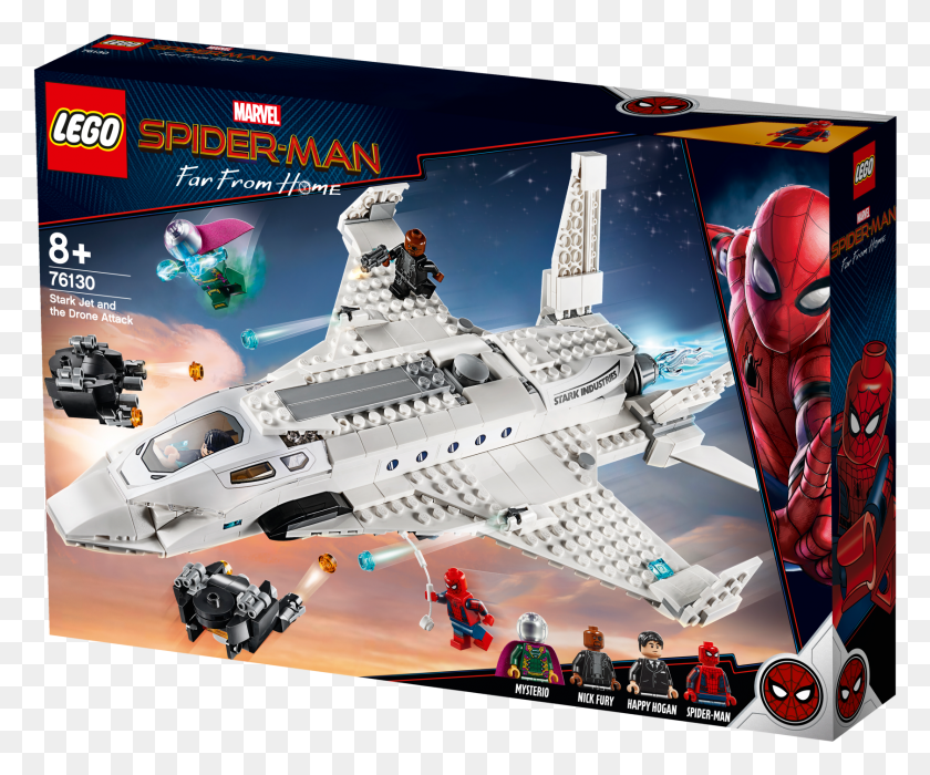 1681x1381 Lego Stark Jet And The Drone Attack Lego Spiderman Lejos De Casa, Persona, Nave Espacial Hd Png