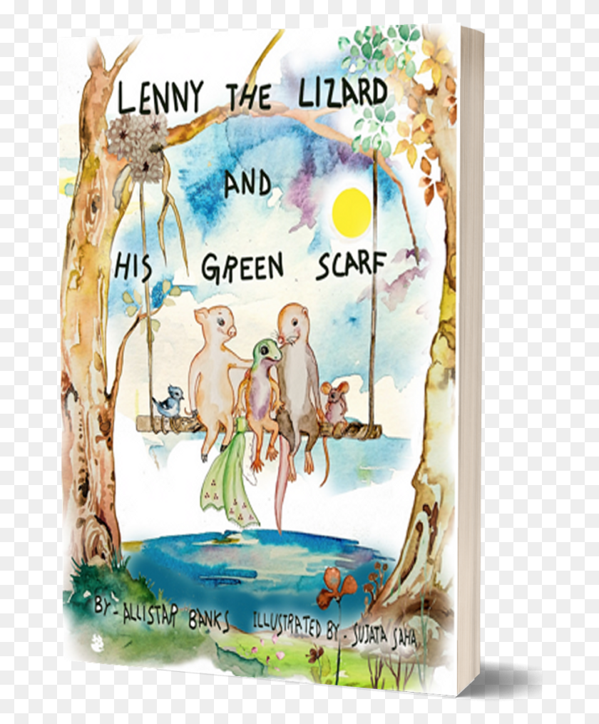682x955 Lenny The Lizard And His Green Scarf By Allistar Banks Jumping, Poster, Advertisement HD PNG Download