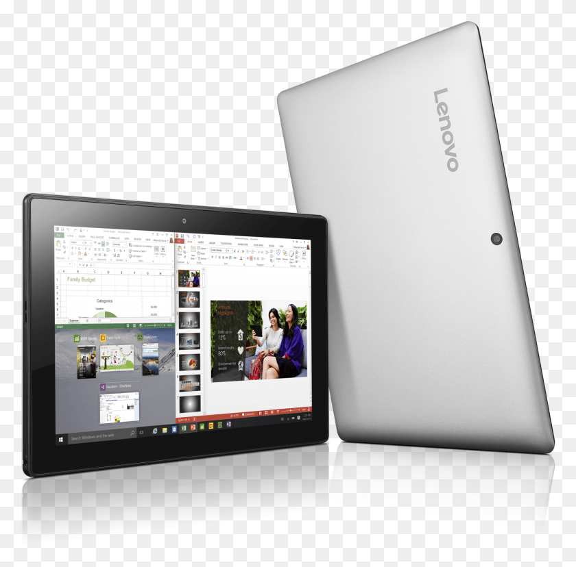 1374x1353 Lenovo Ideapad Miix 310 2 In 1 Tablet Silver 2016 02 Lenovo Miix 310 10, Computer, Electronics, Person HD PNG Download