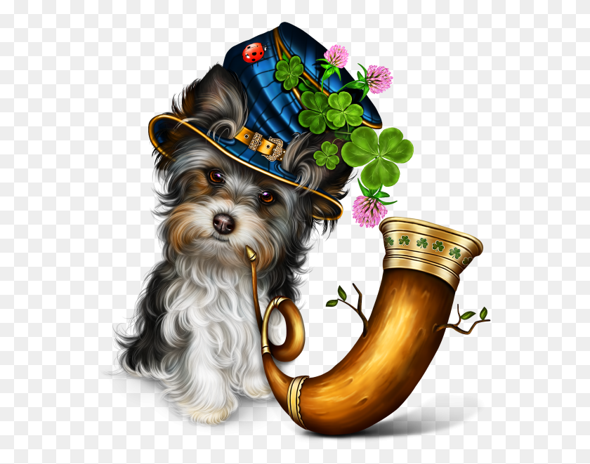 559x601 Leprechaun Yorkie With Horn Yorkshire Terrier, Leisure Activities, Saxophone, Musical Instrument HD PNG Download