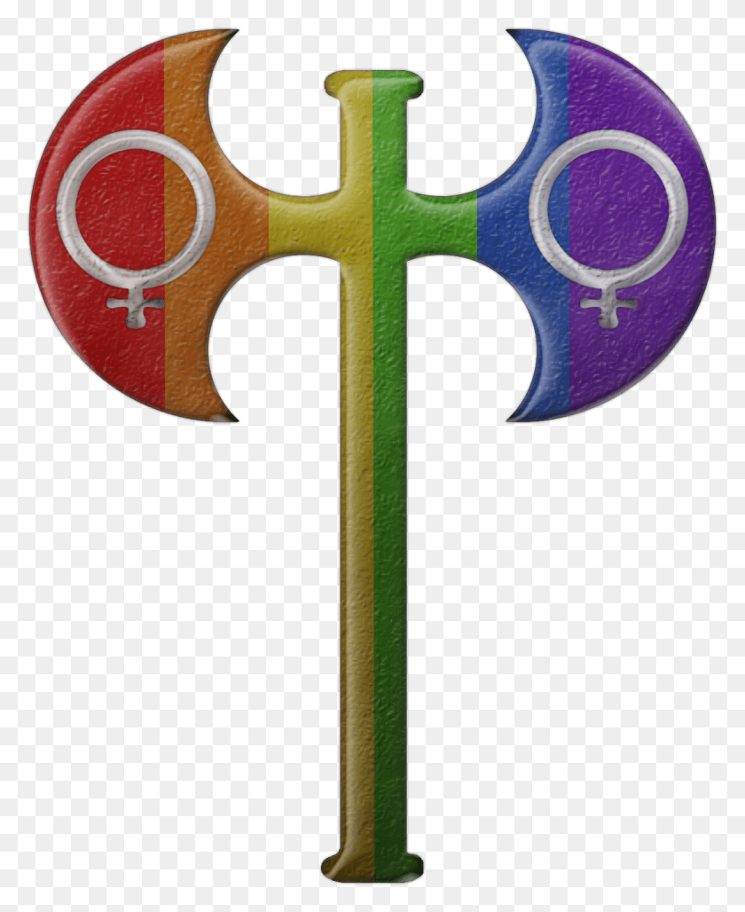 1081x1342 Lesbian Pride Rainbow Colored Labryas Labrys Symbol, Cross, Weapon HD PNG Download