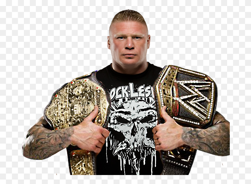 698x555 Lesnar And The Belts Brock Lesnar 2014 Champion, Skin, Person, Human HD PNG Download