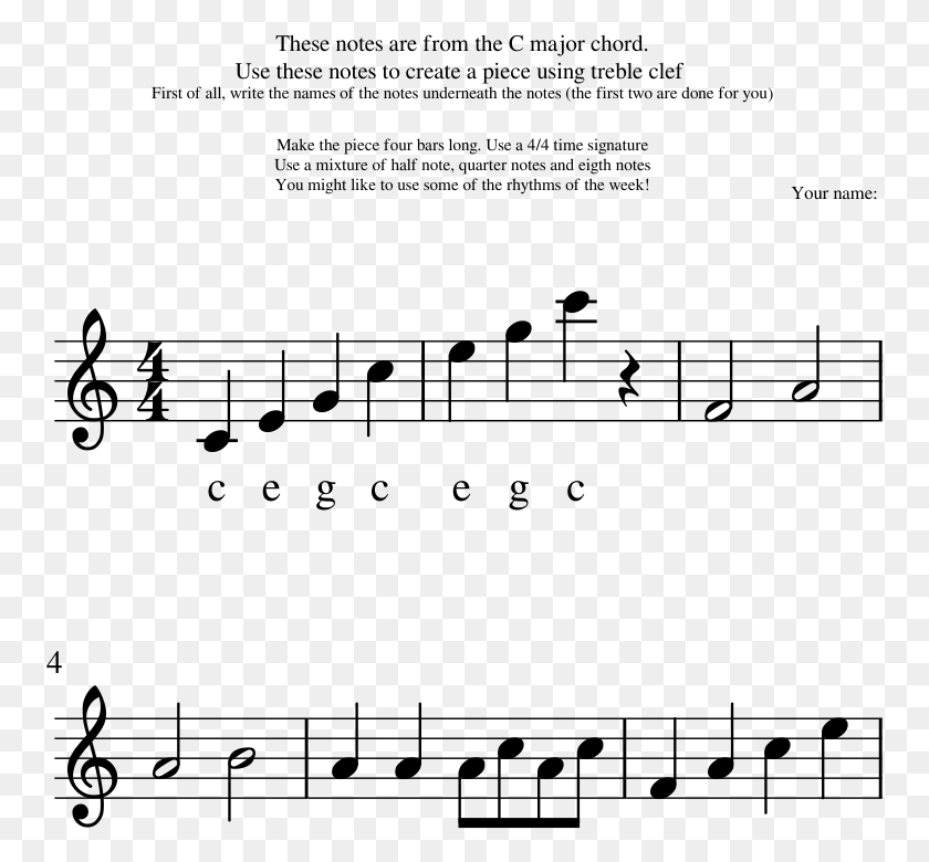 757x720 Lesson 4 Writing With The C Major Chord In Treble Clef Treble Clef 4 4 Notes, Gray, World Of Warcraft HD PNG Download