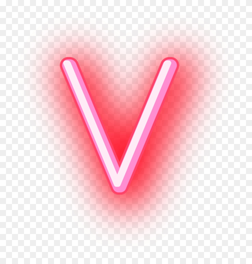 758x820 Letterv Sticker Love En Neon, Heart, Text, Sweets HD PNG Download